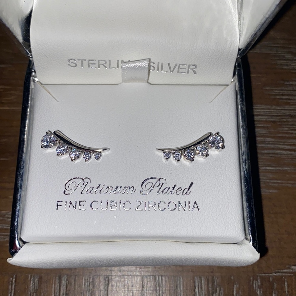 Sterling silver fine cubic zirconia earrings